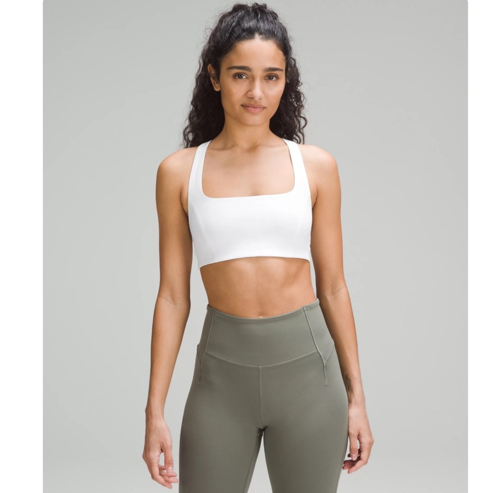 Lululemon White SmoothCover Yoga Sports Bra (Cross Back B/C Cup)